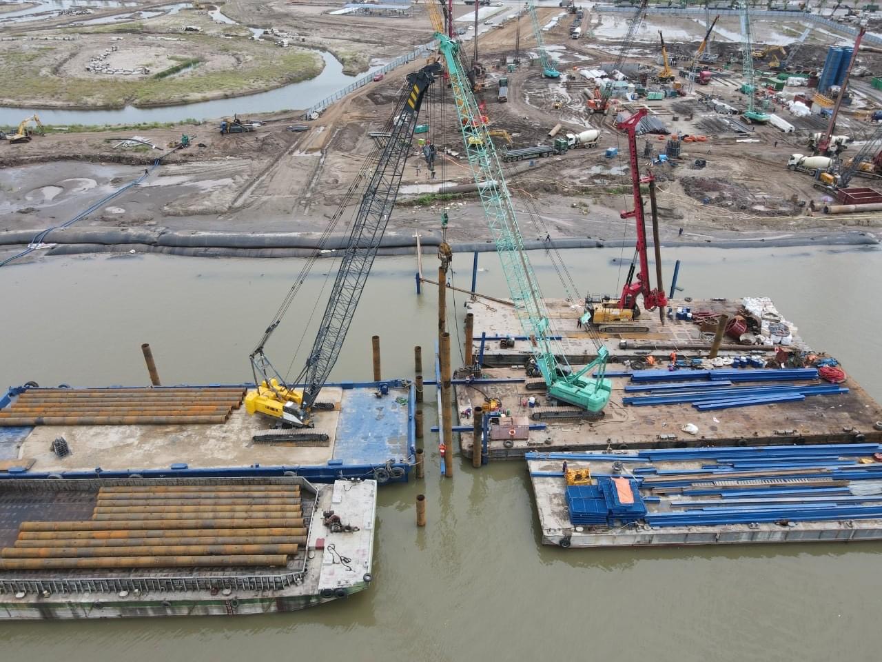 Tiến độ xây dựng cầu dây văng Máy Chai, Hải Phòng 