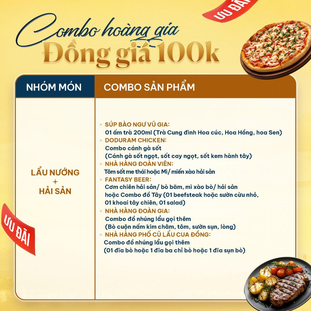 Combo Hoàng Gia - Đồng Giá 100k vinhomes vũ yên
