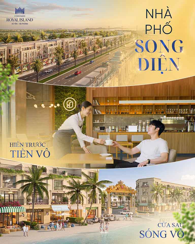 Nhà phố Song Diện - Hiên trước tiền vô, cửa sau sóng vỗ chỉ có tại phố đảo siêu kết nối